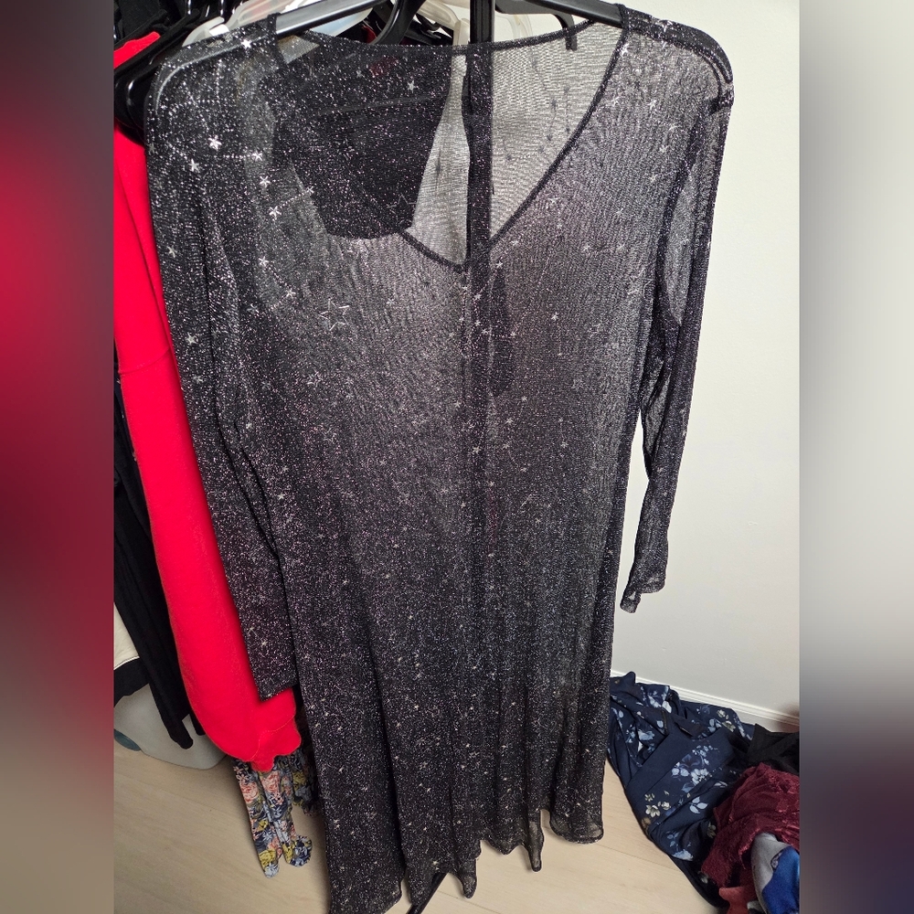 Elegant Black Starry Night Sheer Dress